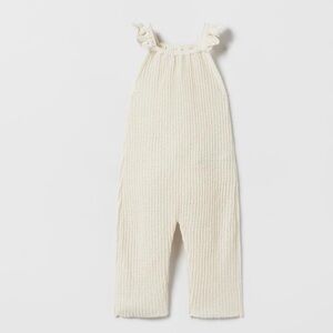 Zara Kids - RUFFLED EYELET KNIT OVERALLS - New